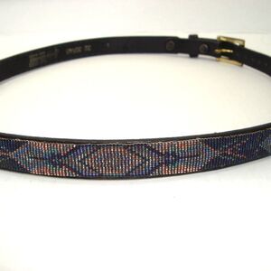 Vintage Justin Black Leather Beaded Belt Size 32 Top Grain Cowhide Made In USA